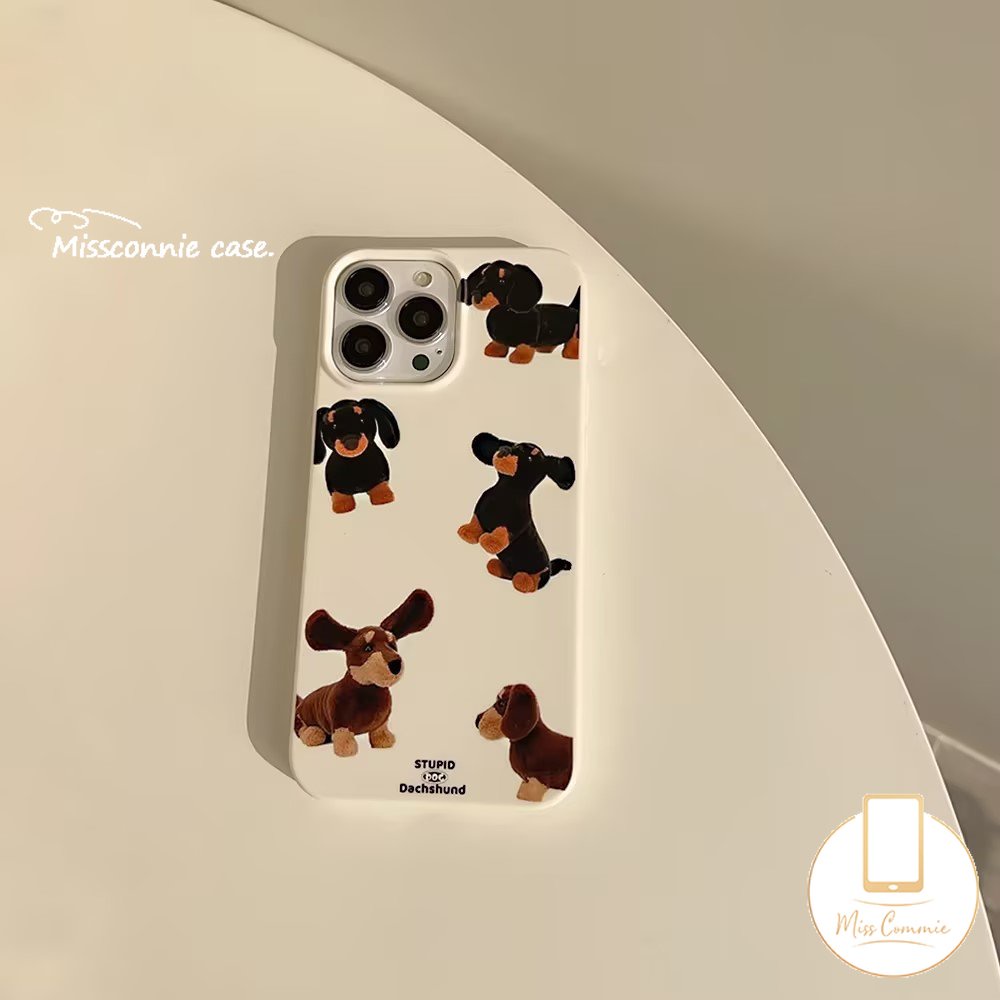 IPHONE Splash Ink Graffiti Fun Dachshund Dog Phone Case Kompatibel Untuk Iphone7 8 Plus11 14 13 12 Pro Max 7Plus XR X XS Max SE 2020anjing Keren Glossy Halus Shockproof Soft Cover