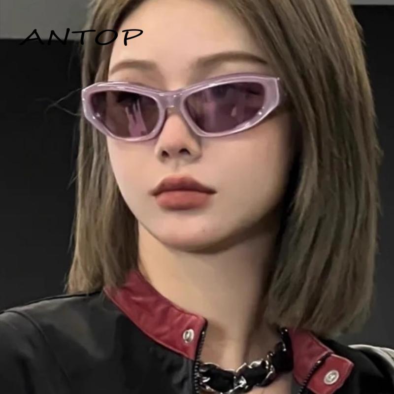 [antop]Hip Hop Punk Y2K Bungkus Kacamata Hitam Wanita Pria Bintang Berujung Lima Dekorasi