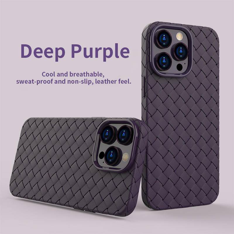 IPHONE Luxury Ultra-Tipis Bernapas Silikon Tenun Grid TPU Phone Case Cover Untuk Iphone12 11 Pro Max Braided Mesh Lembut Funda Untuk Iphone12 11 series