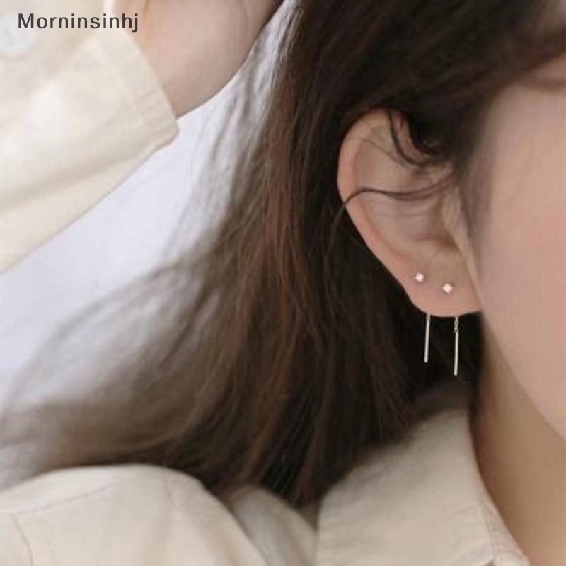 Mornin Gaya Sederhana Rantai Kotak Rumbai Drop Anting Untuk Wanita Panjang Menjuntai Earring Line Aksesoris Tipis Mini Perhiasan Telinga Trendi id