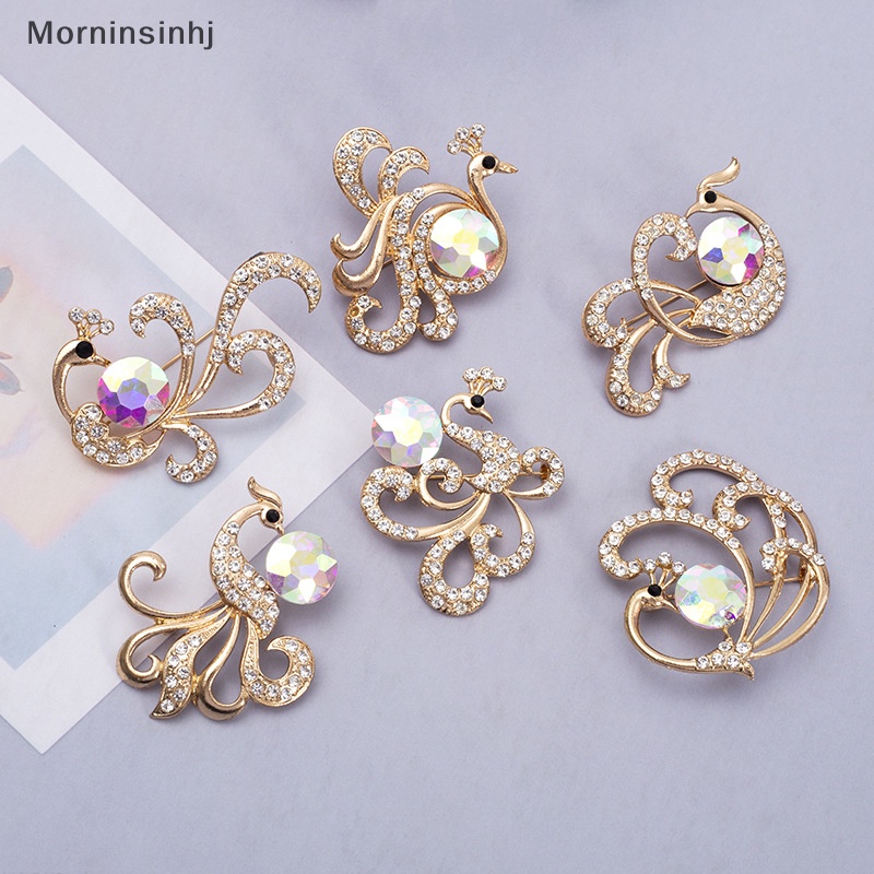 Mornin Fashion Merak Bros Cahaya Berlian Imitasi Alloy Korsase Aksesoris Pakaian Elemen Hewan Perhiasan Untuk Wanita Shiny Brooch id