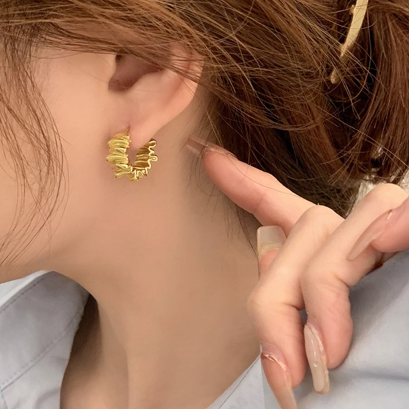 Anting Logam Tidak Teratur Mewah Niche Ear Studs Ear Buckle Perhiasan Aksesori Telinga