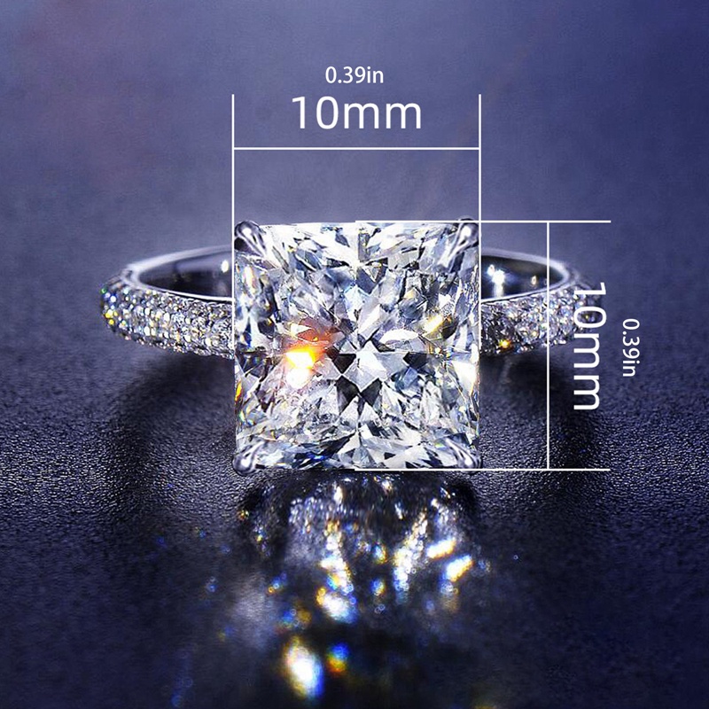 Luxury Princess Square Cubic Zircon Pernikahan Band Rings Untuk Wanita Desain Modern Pertunangan Fashion Perhiasan