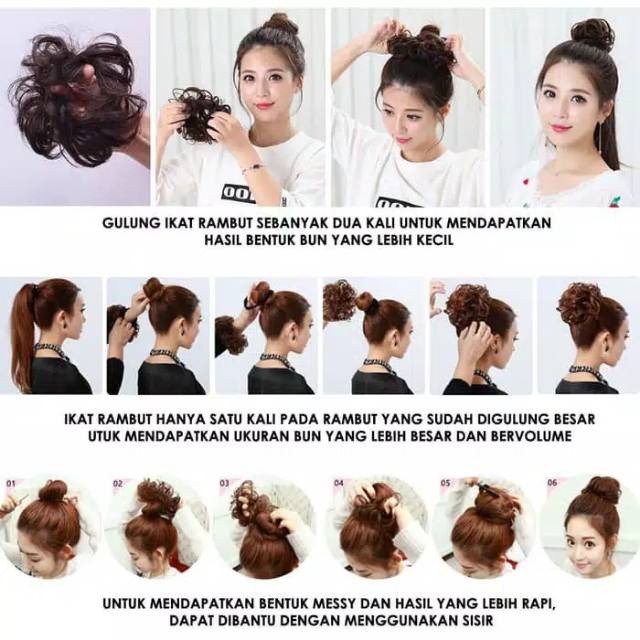 rambut palsu sanggul gelombang bentuk ikat rambut