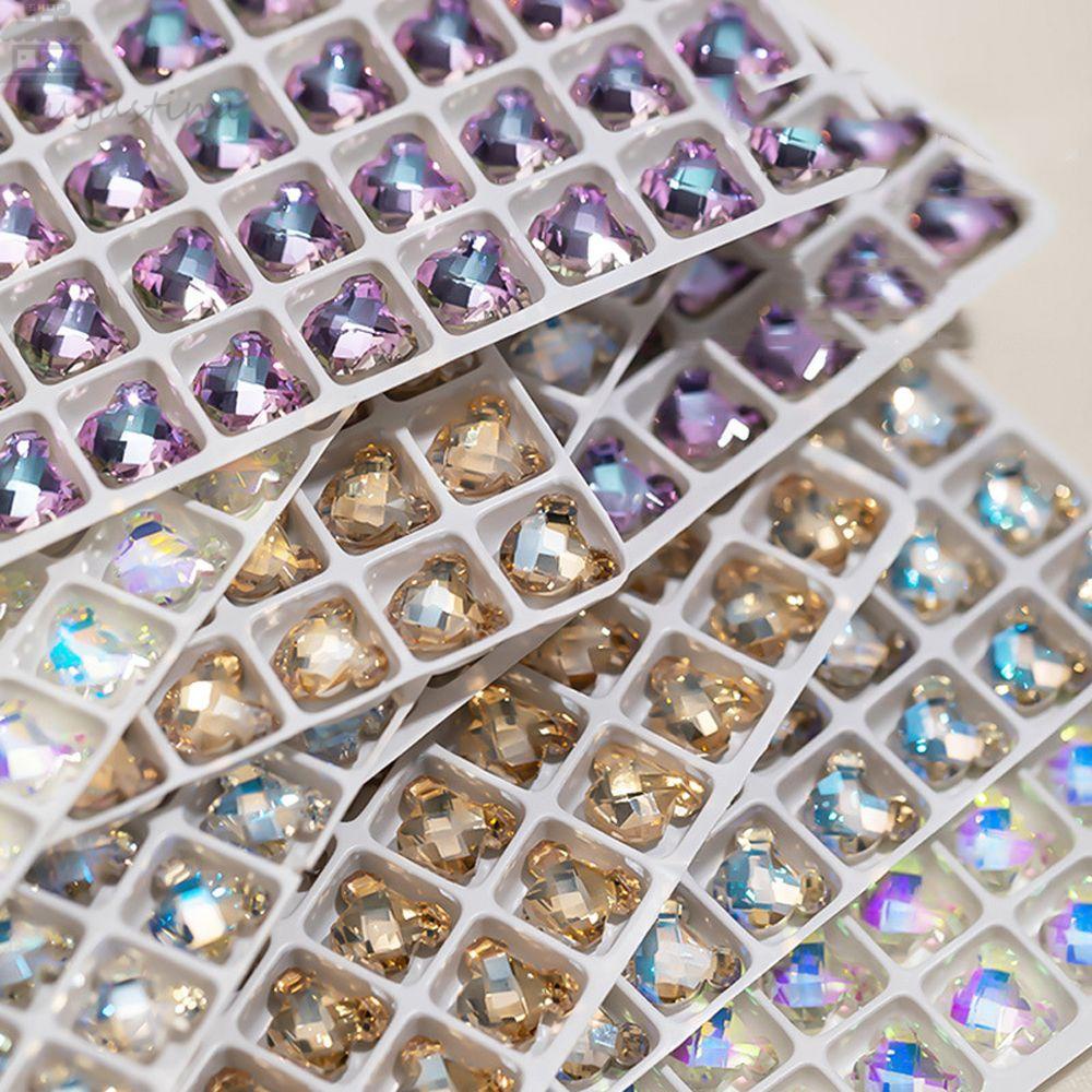 AUGUSTINA Agustina Nail Art Rhinestones Beruang Kucing Tikus Mewah Warna-Warni Membuat Perhiasan Manikur Aksesoris Flatback Kepala Hewan DIY Kerajinan Permata Bentuk Campur Kristal