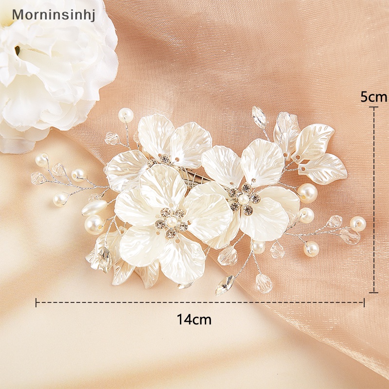 Mornin Bridal Kristal Mutiara Bunga Hair Clip Floral Barrette Rambut Aksesoris Pernikahan id