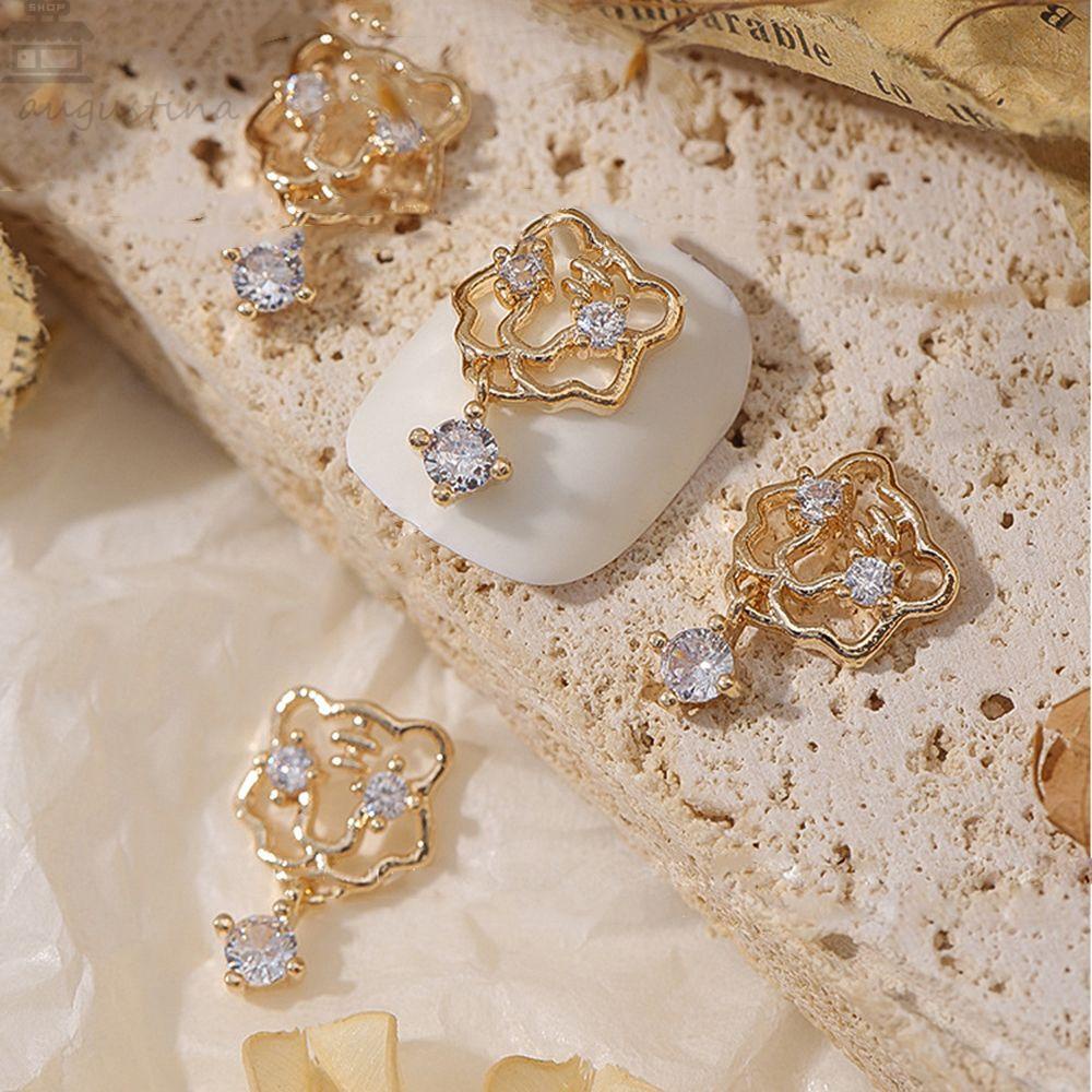 AUGUSTINA Augustina Dekorasi Nail Art 1Pcs Beruntung Untuk Gadis Wanita2022Tahun Baru DIY Manicure Accesoires Zirkon Kristal 3D Pesona Kuku