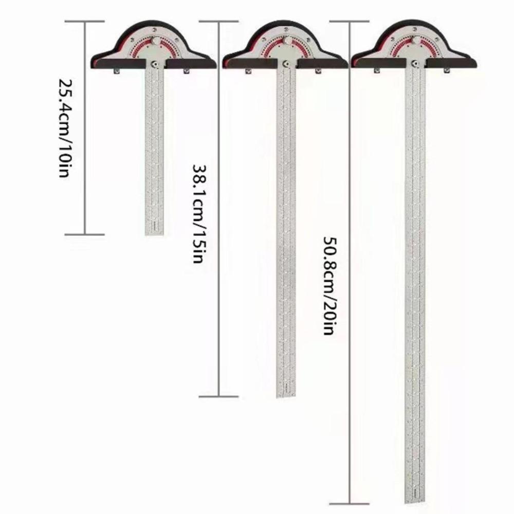 Lanfy Penggaris Tepi Tukang Kayu, Busur Derajat Presisi, Scriber Tipe T Bahan Stainless Steel Dapat Disesuaikan Untuk Pengukur
