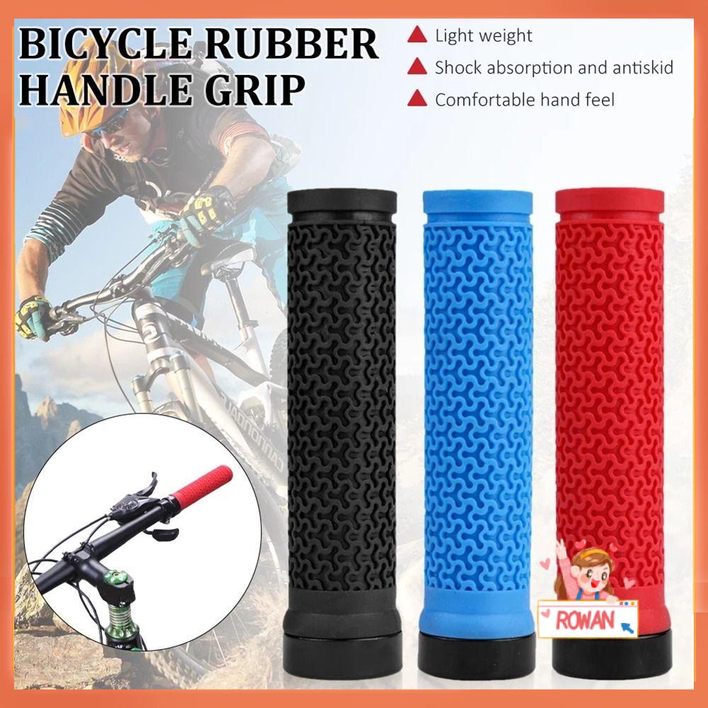R-FLOWER 1pasang Pegangan Sepeda Bar Grip Tekstur Shock-Proof MTB Olahraga Luar Ruangan Penguncian Satu Sisi
