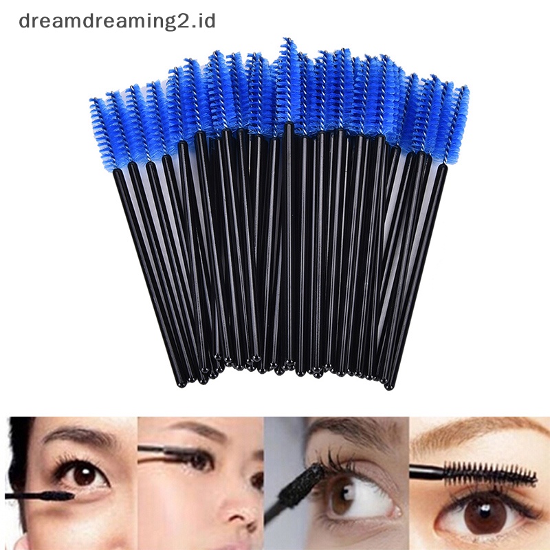 (drea) 50pcs Disposable Eyelash Brush Alat Makeup Kosmetik Maskara Wands Aplicator,//