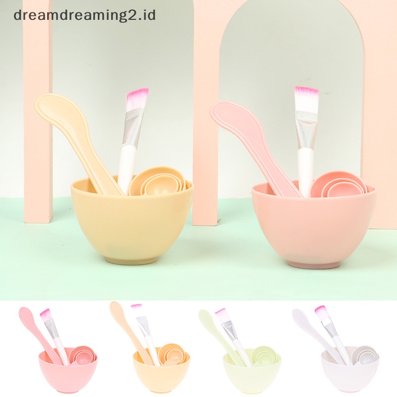 (drea) 4pcs Sikat Wajah Masker Mangkok Sendok Set Masker Brush Bar DIY Alat Kecantikan Mixing Tool //