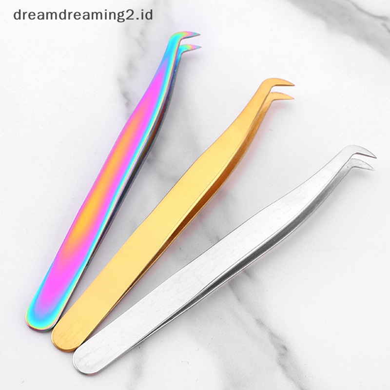 (drea) Profesional Stainless Steel Fake Eyelashes Tweezer Extension Alat Bulu Mata //