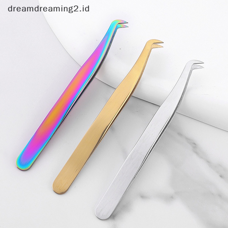 (drea) Profesional Stainless Steel Fake Eyelashes Tweezer Extension Alat Bulu Mata //