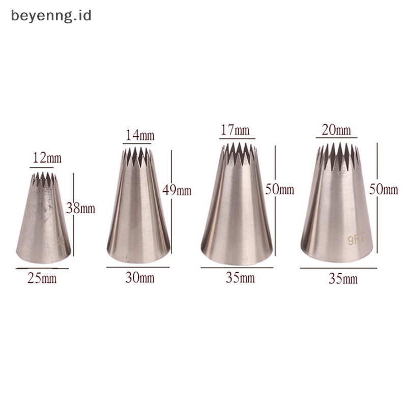 Beyen 4PCs Nozzle Piping Icing Besar Kue Baking Cookie Cupcake Piping Nozzle Dekorasi ID
