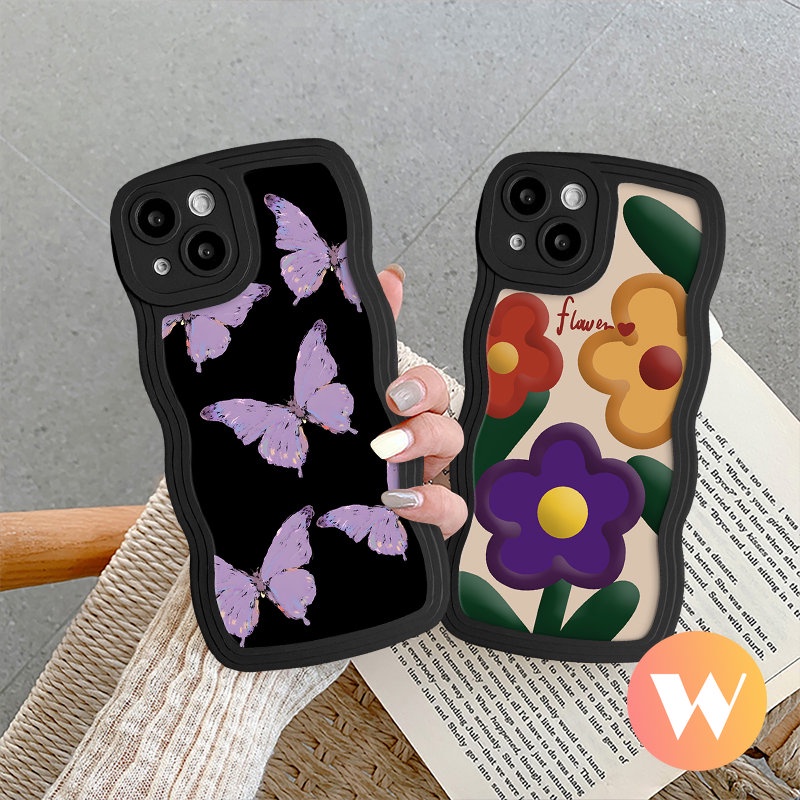 Casing Bunga Segar Lembut Tepi Bergelombang Untuk Infinix Hot 10Lite 12 8 Pro 20 10 9 11s 10s 12i 20s Smart 4 5 6 Plus 10 Pro Note12 G96 Hot 11 10 12 9 Play Case Kupu-Kupu Cantik