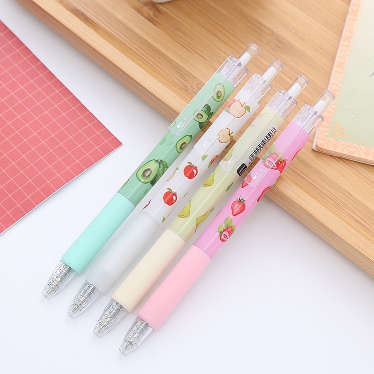 

IDgrosir 4pcs Pena Pulpen Pen Gel Cetek Cetekan Motif Buah Buahan IDG-ST0364