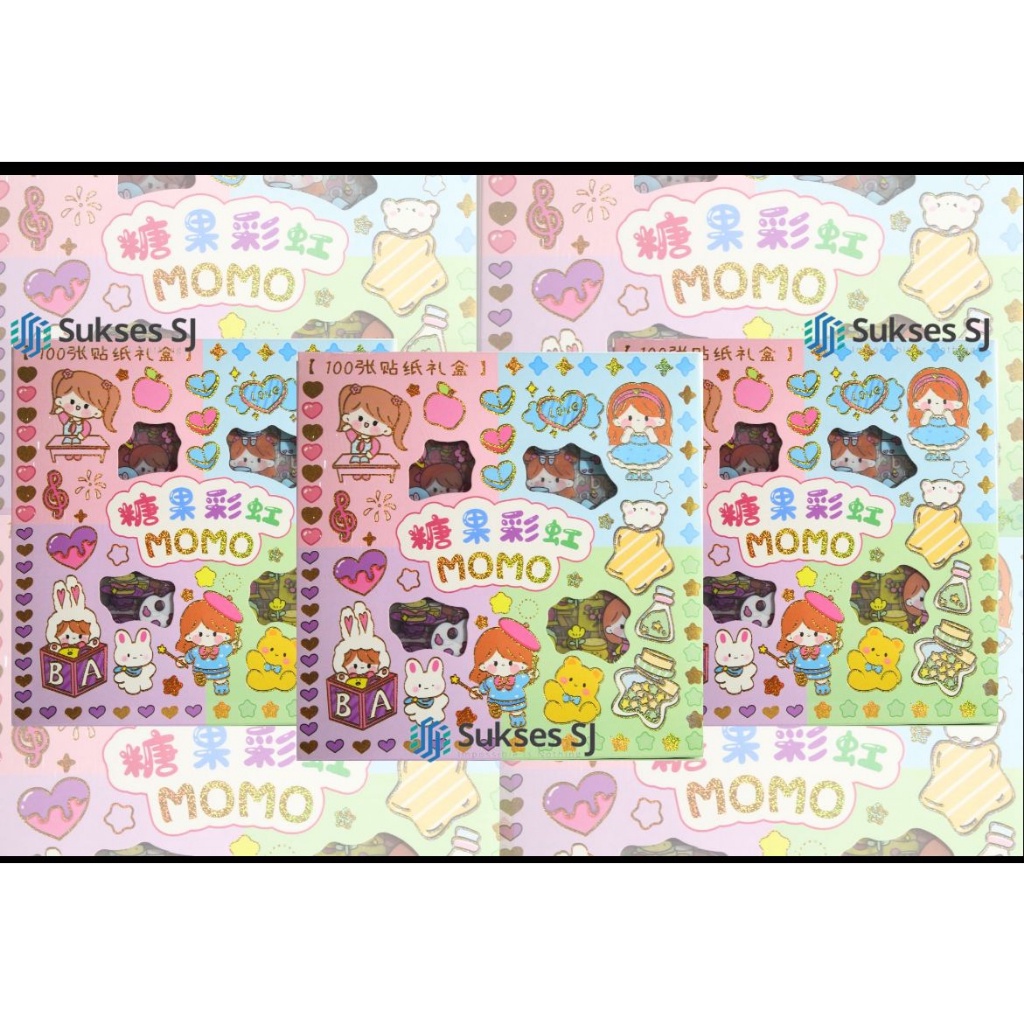 

ES STIKER MOMO RAINBOW ( ISI 100pcs) 4 WARNA / STIKER MOMO MIX WARNA WATERPROOF