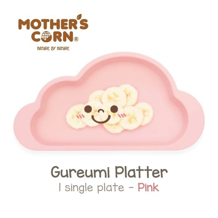 Mother's Corn Gureumi Suction Platter 1 Single Plate Piring Makan Pink