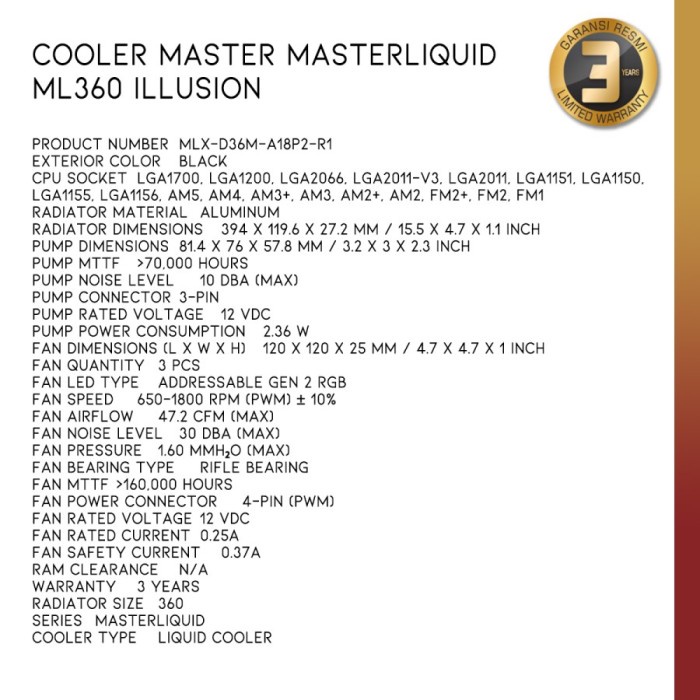COOLER MASTER MASTERLIQUID ML360 ILLUSION
