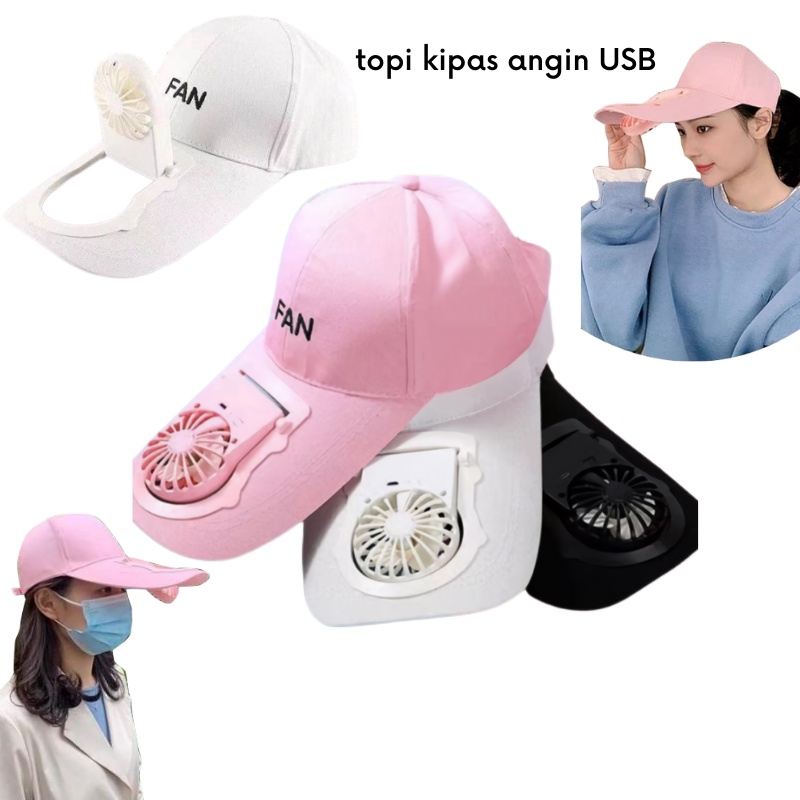 GOS- D203- Topi Kipas Angin Usb Topi Pria  &amp; Wanita Untuk Kegiatan Outdoor