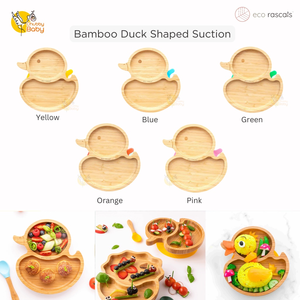 Eco Rascals Bamboo Duck Plate With Suction | Piring Anak