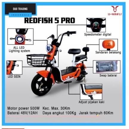 SEPEDA LISTRIK RED FISH 5 PRO RF5 PRO RF 5+ UWINFLY REDFISH 5 PRO