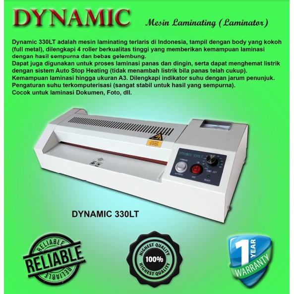 

Mesin Laminating DYNAMIC 330A ( Ukuran A3 )