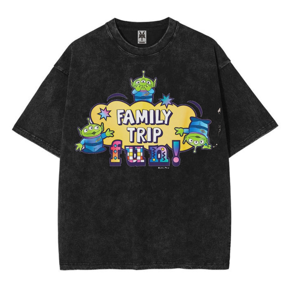 Kaos oversize alien family trip washed washing vintage tee