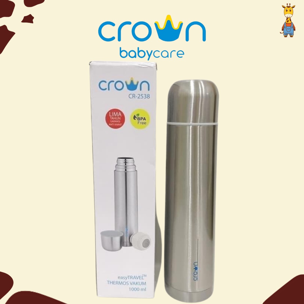 Crown Easytravel Vacuum Flask 1000ml / 750ml / 500ml / 350ml - Termos Tahan Panas