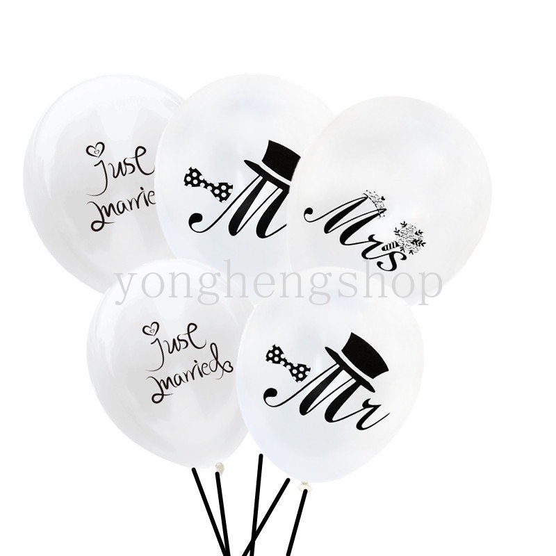 10pcs/set Mr &amp; Mrs Balon Latex Anniversary Engagement Party Wedding Dekorasi Lamaran Balon Bride Groom Properti Foto