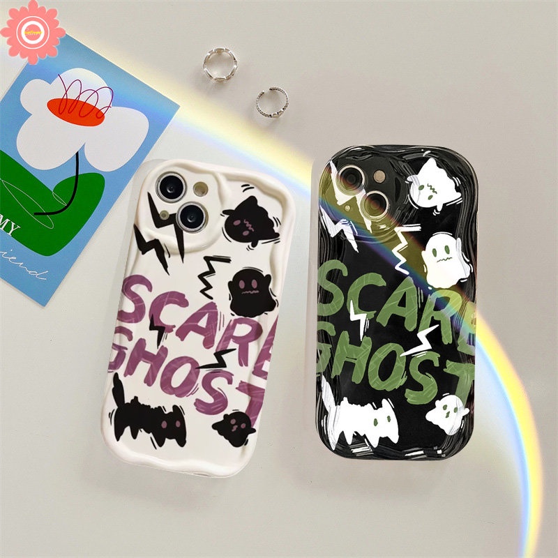 Casing Soft Case Untuk Redmi10 9T A1 A2 10C 9C Nfc9 10A 9A Redmi Note11 9 8 12 10s 11s 10 Pro Max 10Pro POCO M3 Couple Kartun Lucu Graffi Hantu 3D Bergelombang Melengkung Pinggiran Cover