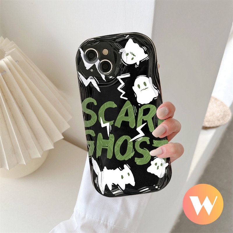 Case Untuk Realme C25Y C25 C31 C33 C25s C30 5 5i 7i 6i 9i 5s C11 C20A C3 C20 C15 C35 C21Y C12 C55 C21 C17 3D Wavy Curved Edge Couple Cute Scared Ghost Lembut Kartun Monster Cover