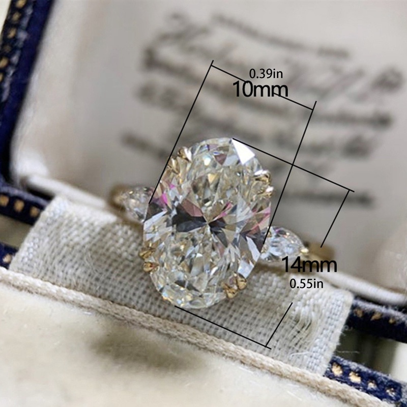 Cincin Kristal Oval Cubic Zirconia Warna Emas Untuk Wanita Sederhana Elegan Aksesoris Pernikahan Hadiah Anniversary Fashion Jewelry