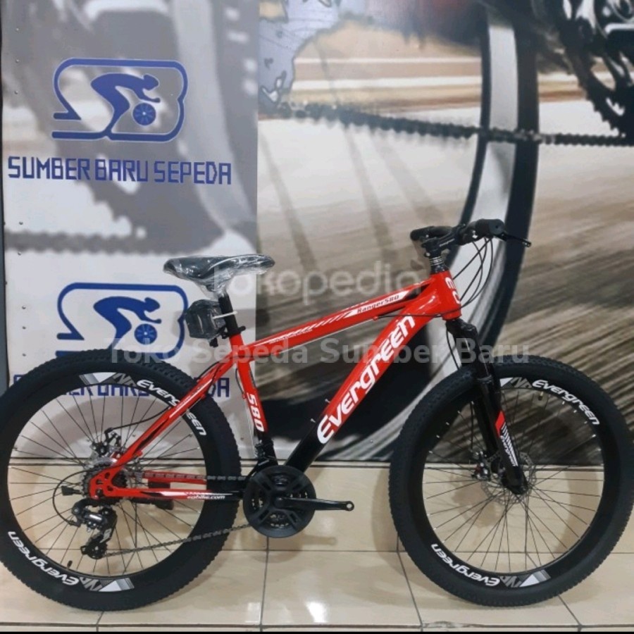 Sepeda gunung mtb 26 inc dewasa dan anak remaja evergreen velag tinggi alloy rem cakram 21 speed