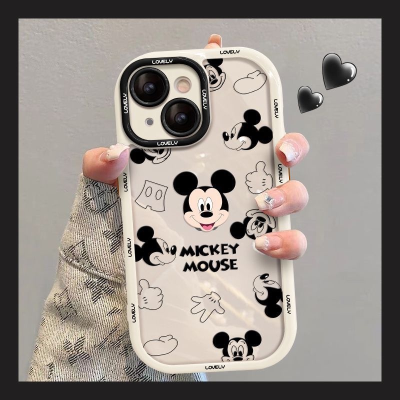 IPHONE Casing Ponsel Desain Kartun Tikus Semi Transparan Putih Kompatibel Dengan Iphone12 13 14 11 Pro Max X Xs Max Xr Rplkj