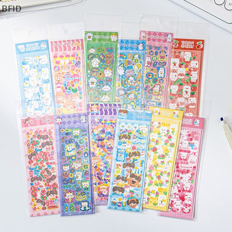 [BFID] 5pcs Kawaii Bear Rabbit Kpop Photocard Stiker Hias Laptop Stiker Alat Tulis Sekolah [ID]