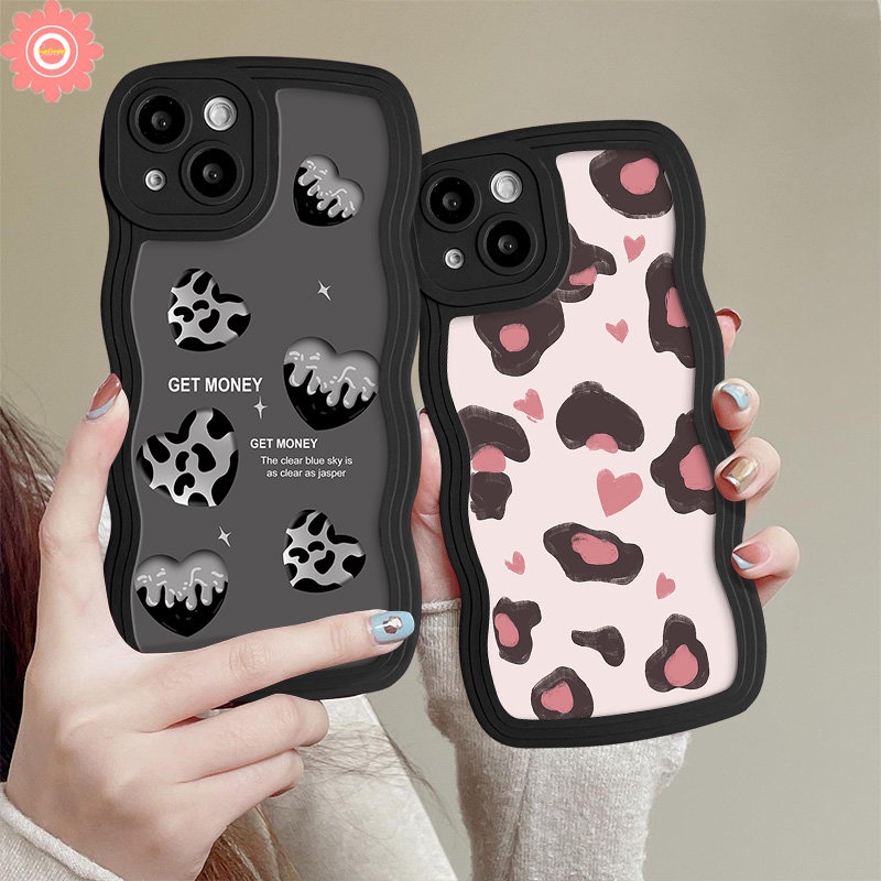 Casing Retro Leopard Zebra Stripe Love Heart Untuk Realme C55 C35 10 9i 5C25 C12 C25Y C30 C33 8Pro 6i 7 9 Pro+7i 5s 8 5i 8i C21Y C15 C17 C11 C20 C25s C3 C20A Casing Tepi Bergelombang Lembut