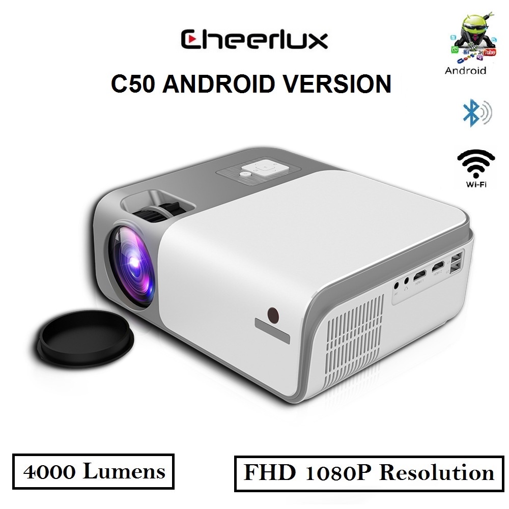 AKN88 - CHEERLUX C50 ANDROID - Proyektor Pintar 4000 Lumens - Full HD 1080P