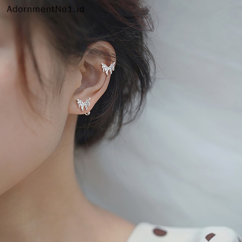 [AdornmentNo1] 1pasang baru Trendy kupu sekrup kembali anting Stud untuk wanita Earring telinga Cartilage Helix Tragus