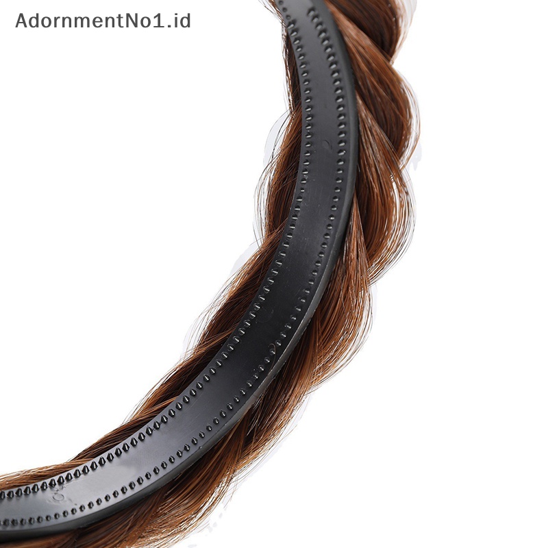 [AdornmentNo1] Bando kepang tulang ikan mutiara Twist Braid Wig Non-Slip aksesoris rambut