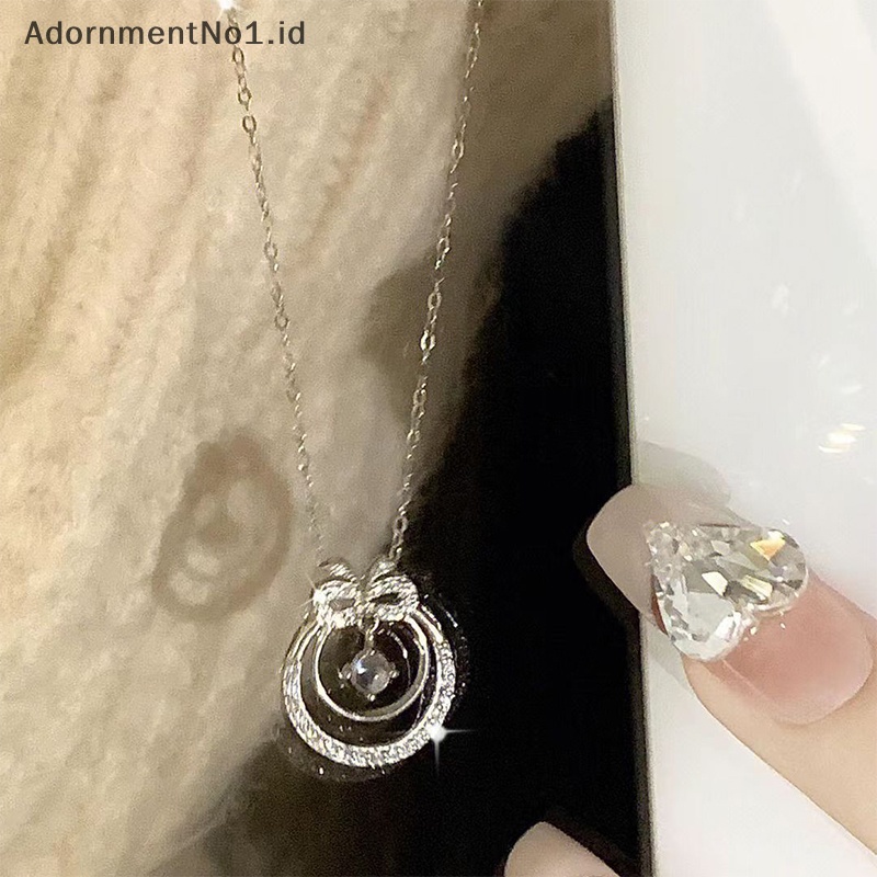 [AdornmentNo1] Kristal mengkilap ikatan simpul bulat berongga kalung Exquisite rantai klavikula Fashion kalung untuk wanita trendi Aesthetic perhiasan