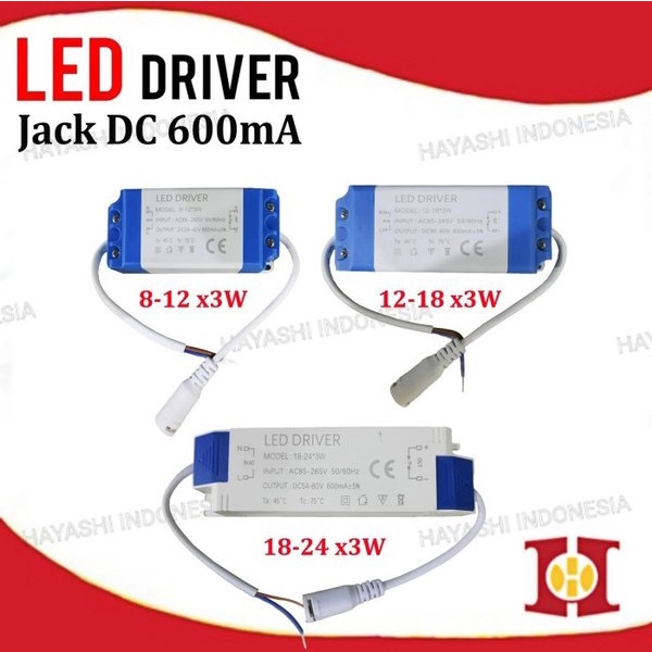 LED Driver Power Supply Downlight 8-12 12-18 18-24 x 3W Watt DC Plug