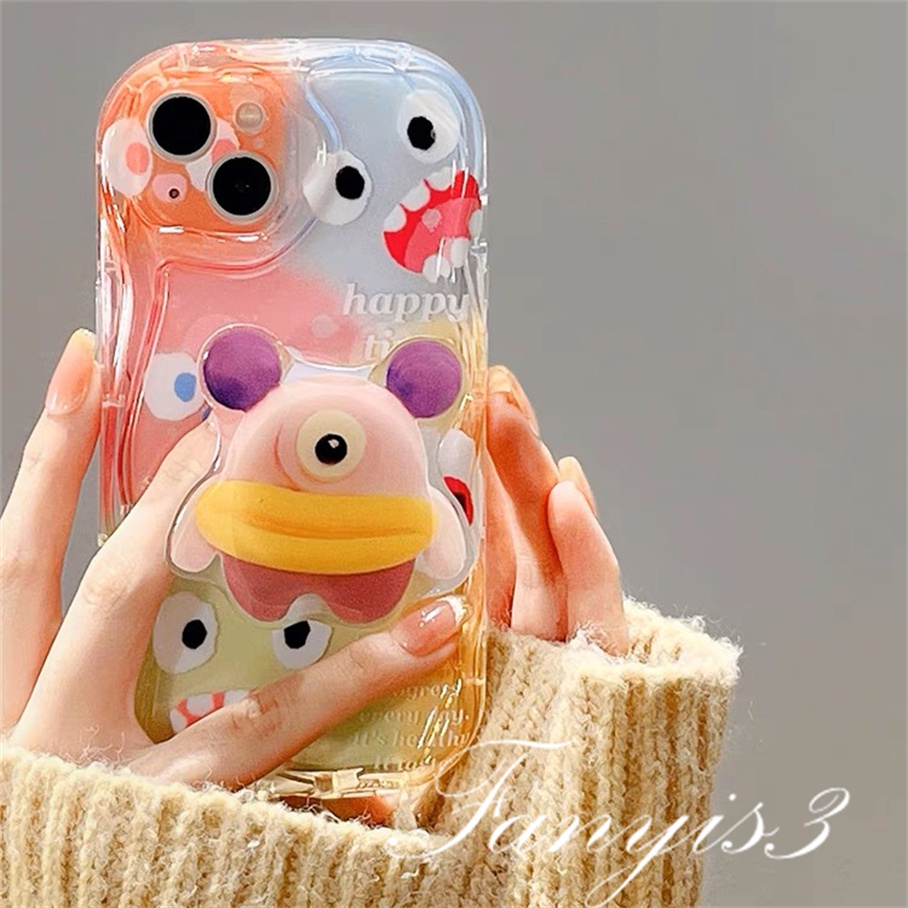 Compatible For IPhone 14 13 12 11 Pro Max X XR Xs Max 8 7 6s Plus SE 2020 Cartoon Monster Wave Phone Case TPU Soft Silicon Protective Cover With Bracket