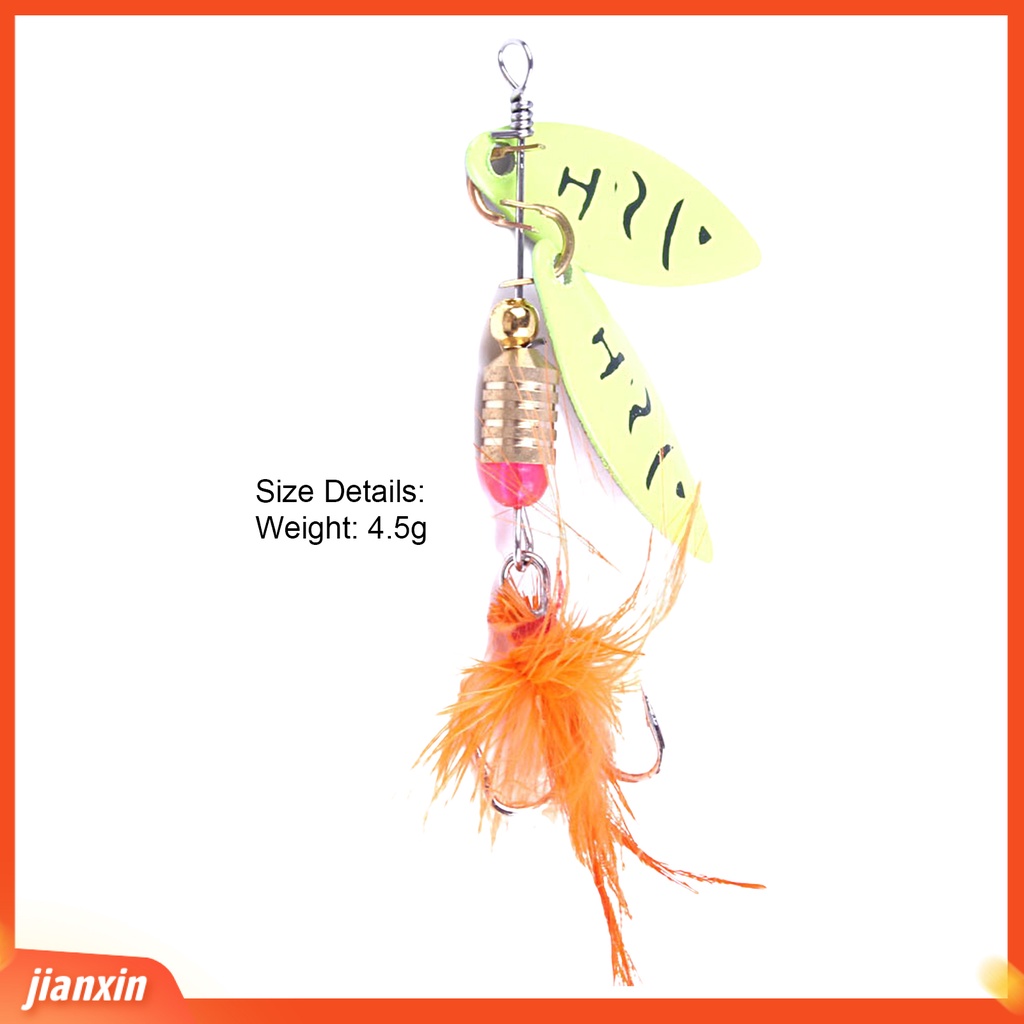 (In Stock) 4.5G Sequin Umpan Kait Tajam Dengan Simulasi Bulu Angling Daun Berputar Sequin Lures Untuk Memancing Di Luar Ruangan