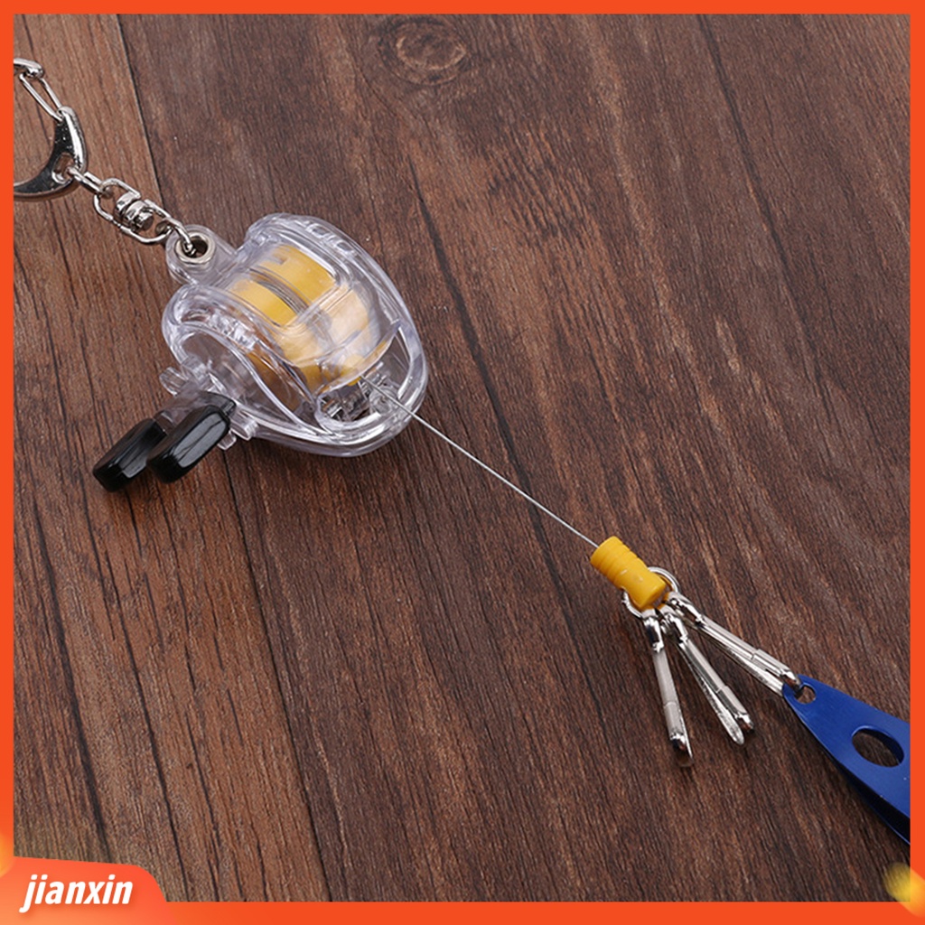 (In Stock) Gantungan Kunci Portable Kawat Baja Anti Hilang Retractable Fishing Reel Keyring Untuk Nelayan