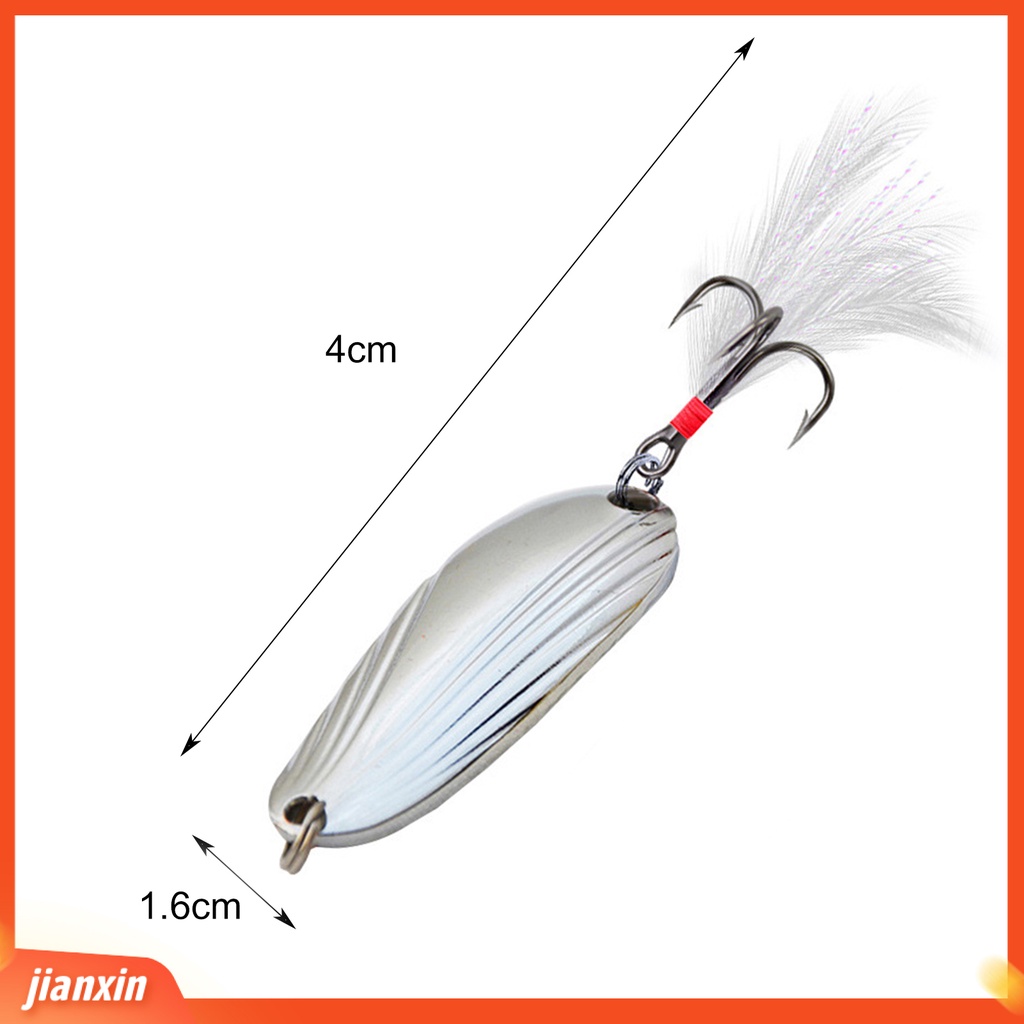 (In Stock) 8g Sequin Pemikat Pancing Dengan Bulu Fishing Tackle Treble Kait Tajam Umpan Keras Untuk Memancing Di Laut