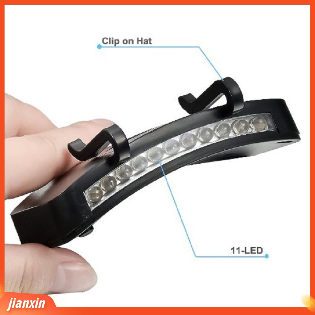 (In Stock) 11-LED Topi Topi Brim Clip Light Headlight Outdoor Camping Hiking Memancing Headlamp