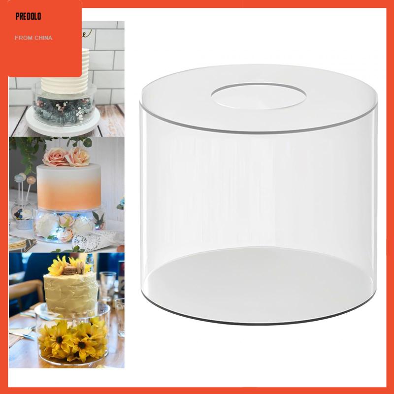 [Predolo] Kotak Display Kue Silinder Stand Bulat Hias Cake Tray Akrilik Bening Cake Stand Cake Tier Untuk Pajangan Ulang Tahun Food Tabletop Party Decor