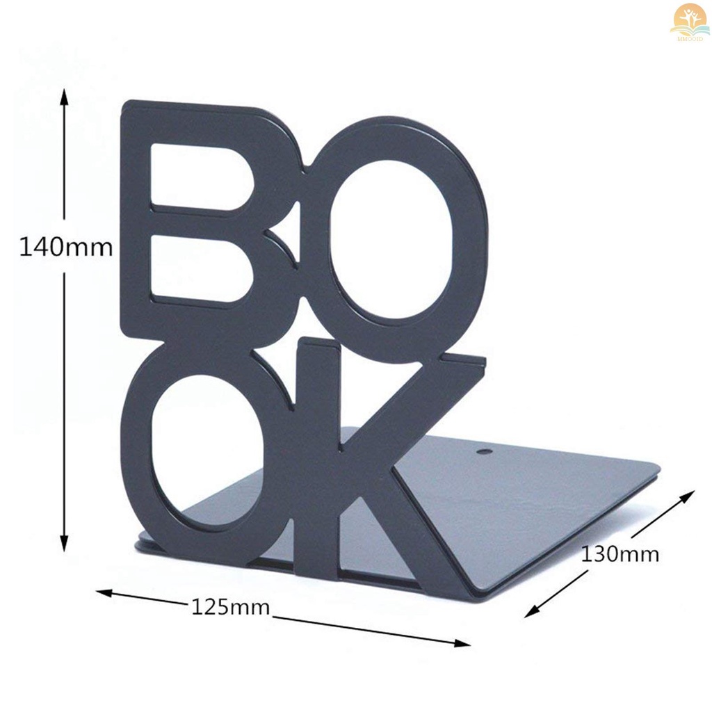 In Stock 1pasang Buku Huruf Rak Buku Besi Dekorasi Kantor Anti Slip Bookends