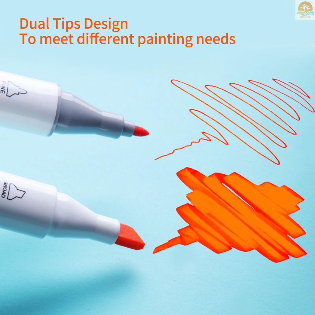 In Stock 40warna Spidol Alkohol Set Double Tipped Colored Bolpen Penanda Seni Titik Halus Dikemas Tas Kain Untuk Anak-Anak Dewasa Mewarnai Gambar Ilustrasi Sketsa Artis